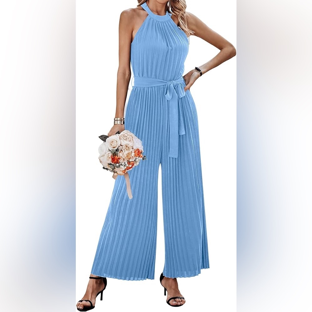 Kirundo Elegant Blue Romper with Belt (XXL)